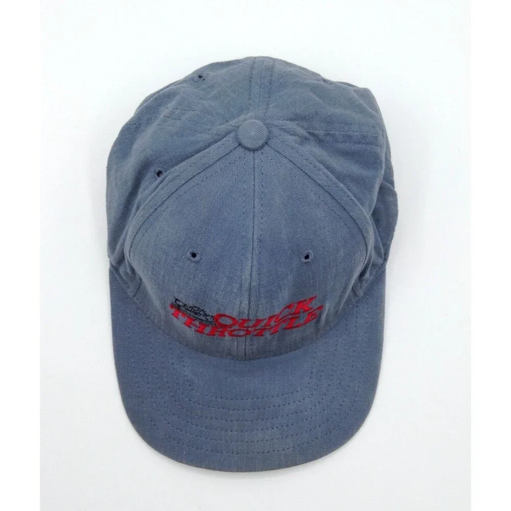 Vtg Easy Riders Quick Throttle Hat Cap Light Blue Moto Biker Rebel Snapback USA